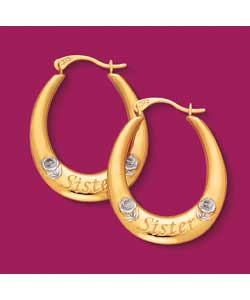 9ct 2 Colour Gold Sister; Creole Earrings