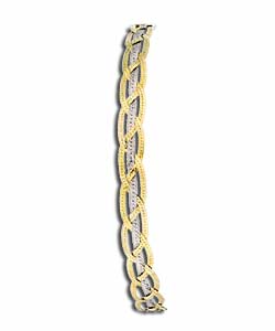 9ct 2 Coloured Gold Plaited Herringbone Bracelet