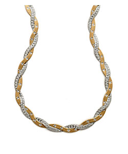 9ct Gold 2 Coloured 41cm/16ins Plaited Herringbone Chain