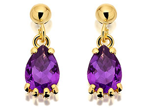 Unbranded 9ct-Gold-Amethyst-Teardrop-Earrings--15mm-071440