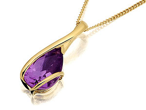 Unbranded 9ct-Gold-Amethyst-Teardrop-Pendant-And-Chain-188220