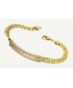 9ct Gold Cubic Zirconia Greek Key ID Bracelet