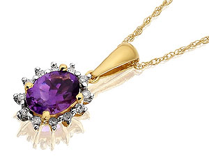 Unbranded 9ct-Gold-Diamond-And-Amethyst-Cluster-Pendant-And-Chain-049538