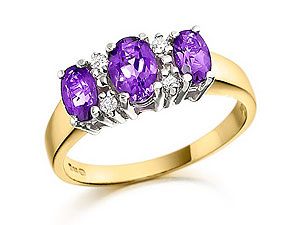 Unbranded 9ct-Gold-Diamond-And-Amethyst-Ring--6pts-048428