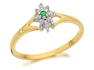 Unbranded 9ct-Gold-Diamond-And-Emerald-Cluster-Ring--10pts-047612