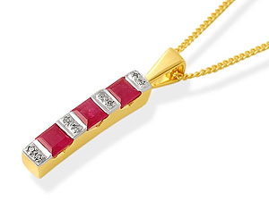 Unbranded 9ct-Gold-Diamond-And-Ruby-Bar-Pendant-049858