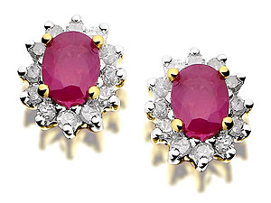 Unbranded 9ct-Gold-Diamond-And-Ruby-Earrings--12pts-045447