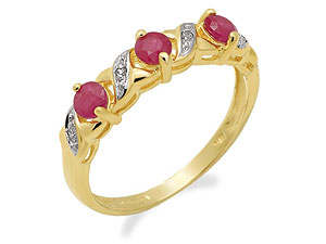 Unbranded 9ct-Gold-Diamond-And-Ruby-Half-Eternity-Ring-048235