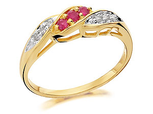 Unbranded 9ct-Gold-Diamond-And-Ruby-Twist-Ring--6pts-047357