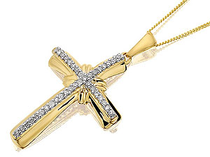 Unbranded 9ct-Gold-Diamond-Cross-And-Chain-186804