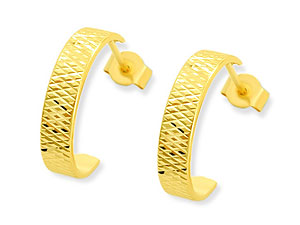 Unbranded 9ct-Gold-Diamond-Cut-Half-Hoop-Earrings-072681