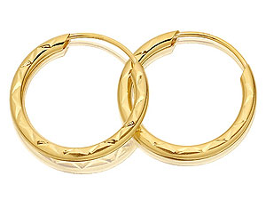 Unbranded 9ct-Gold-Diamond-Cut-Hoop-Earrings--14mm-072445