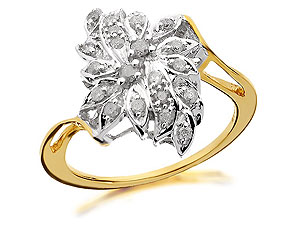 Unbranded 9ct-Gold-Diamond-Flower-Corsage-Cluster-Ring--0.25ct-046017
