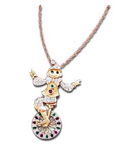 9ct Gold Diamond Moveable Clown Pendant