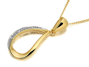 Unbranded 9ct-Gold-Diamond-Teardrop-Pendant-And-Chain-188143