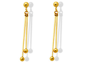 Unbranded 9ct-Gold-Double-Bar-Ball-Drop-Earrings-071552