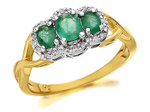 Unbranded 9ct-Gold-Emerald-and-Diamond-Cluster-Ring--10pts-047509