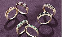 9ct. Gold Emerald and Diamond Square Cut Eternity Ring