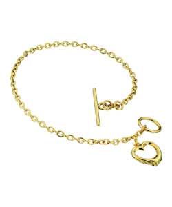 9ct Gold Floating Heart T-Bar Bracelet