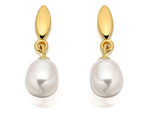 Unbranded 9ct-Gold-Freshwater-Cultured-Pearl-Drop-Earrings--22mm-071455
