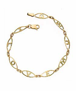 9ct Gold I Love Mum Diamond Cut Link Bracelet