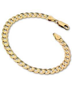 9ct Gold Mens Solid Diamond Cut Curb Bracelet