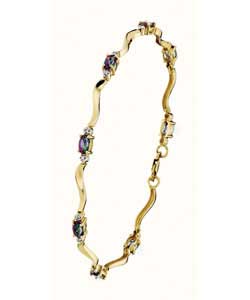9ct Gold Mystic Topaz; and Diamond Bracelet