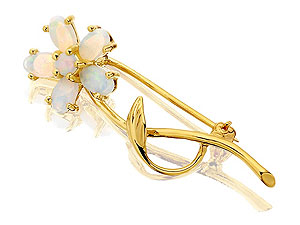 Unbranded 9ct-Gold-Opal-Flower-Brooch-079101