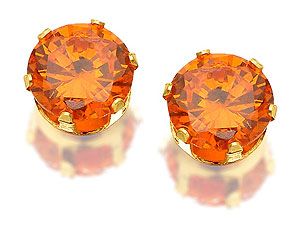 Unbranded 9ct-Gold-Orange-Cubic-Zirconia-Solitaire-Earrings--6mm-073185