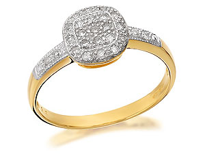 Unbranded 9ct-Gold-Pave-Set-Diamond-Cushion-Cluster-Ring--0.25ct-046113