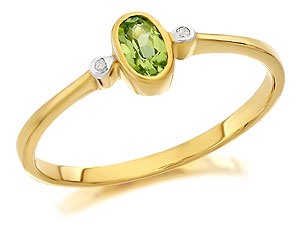 Unbranded 9ct-Gold-Peridot-and-Diamond-Birthstone-Ring--August--180208