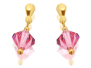 Unbranded 9ct-Gold-Pink-Crystal-Drop-Earrings-071750