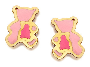 Unbranded 9ct-Gold-Pink-Enamel-Teddy-Bear-Earrings-070886