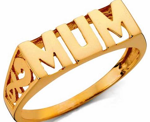 The Perfect Gift for a wonderful mum. this gorgeous 9ct gold plated mum ring is a great way to show how much she means to you! Available in sizes L. EAN: 1088368.