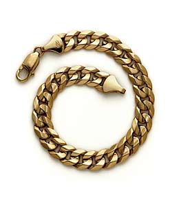 9ct Gold Solid Mens Diamond Cut Bracelet