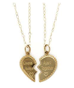 9ct Gold Split Heart Pendant Set