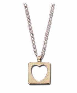 9ct Gold Square Cut Out Heart Pendant