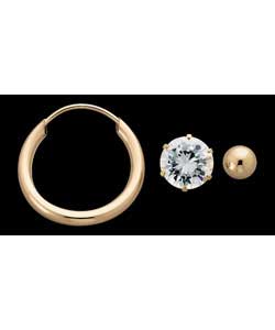 9ct Gold Uncapped Hoop- Stud and Ball Earrings