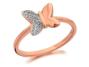 Unbranded 9ct Rose Gold Butterfly Diamond Ring 6pts -