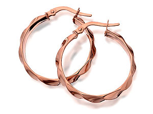 Unbranded 9ct Rose Gold Twisted Hoop Earrings - 072104