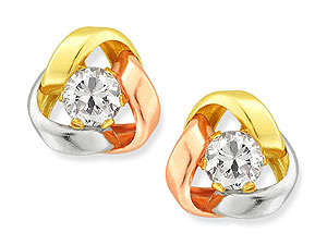 Unbranded 9ct-Three-Colour-Gold-Cubic-Zirconia-Knot-Earrings-074615