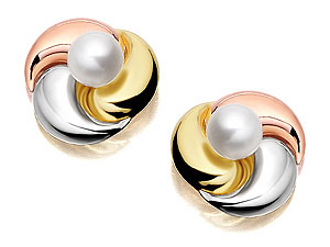Unbranded 9ct-Three-Colour-Gold-Freshwater-Pearl-Earrings-074620