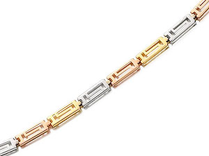 Unbranded 9ct Three Colour Gold Greek Key Bracelet - 076490