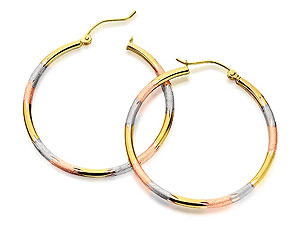 Unbranded 9ct-Three-Colour-Gold-Hoop-Earrrings--3.5cm-074919