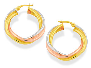 Unbranded 9ct Three Colour Gold Twist Creole Earrings -