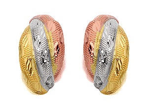 Unbranded 9ct Three Colour Russian Wedding Ring Earrings