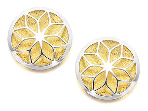 Unbranded 9ct Two Colour Flower Earrings - 070257