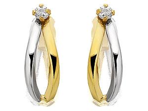 Unbranded 9ct-Two-Colour-Gold-and-Cubic-Zirconia-Half-Hoop-Earrings-072814