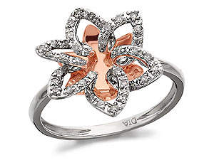 Unbranded 9ct-Two-Colour-Gold-And-Diamond-Flower-Cluster-Ring--20pts-046635