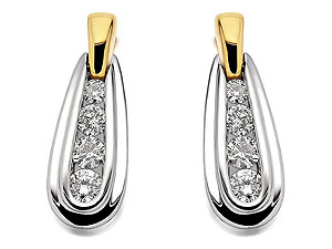 Unbranded 9ct-Two-Colour-Gold-And-Diamond-Loop-Drop-Earrings--0.5ct-Per-Pair-045417